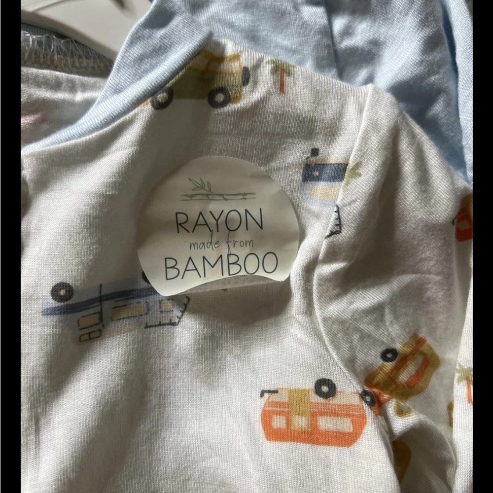 NEW Milkberry Bamboo Footie Sleepers Baby Boy 3-6 Months Set Blue White Cars - Picture 3 of 4